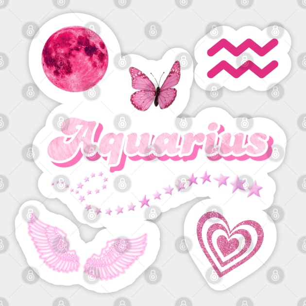 Pink Aquarius Pack Sticker by hgrasel